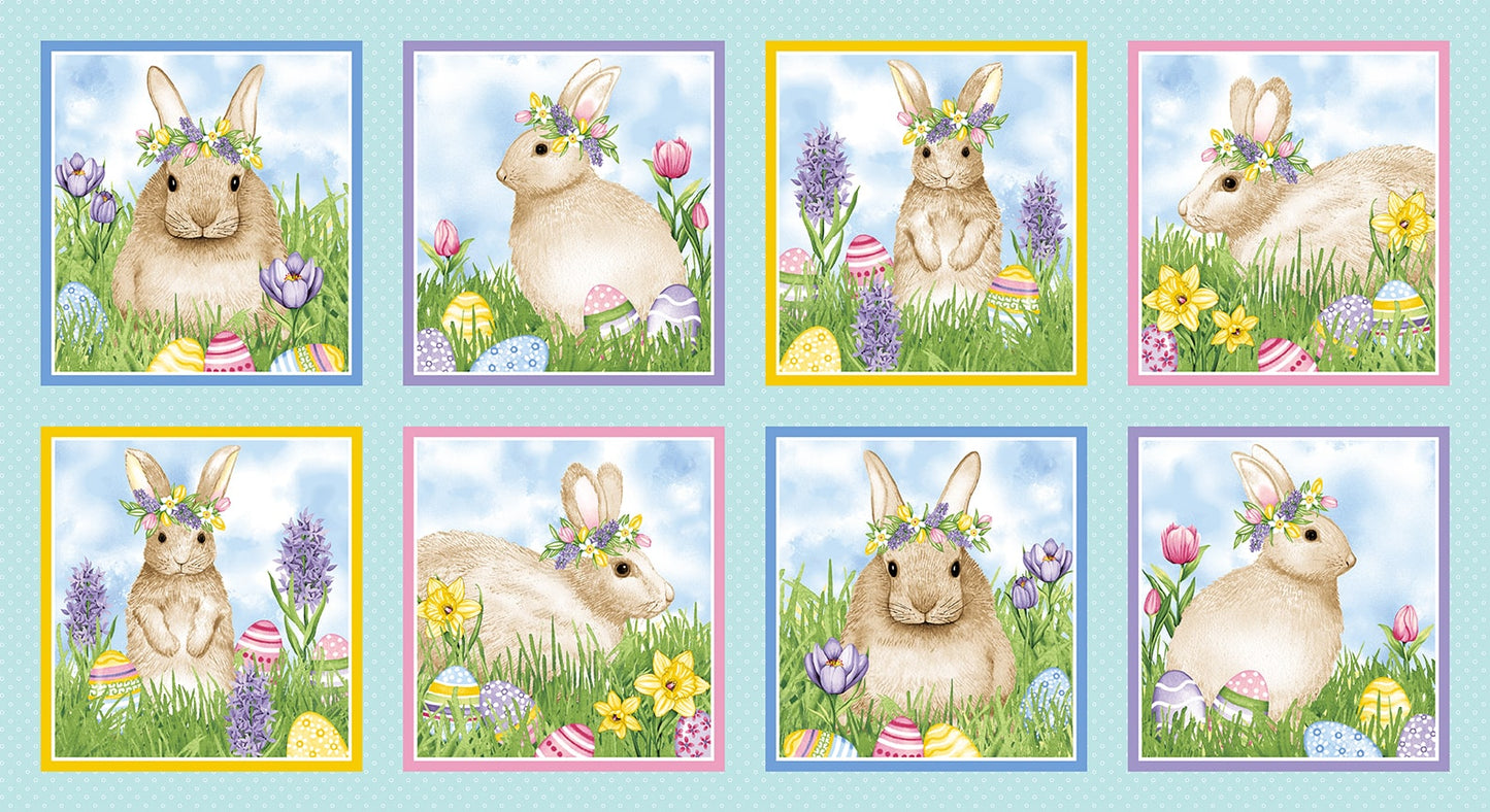 Hoppy Hunting Blocks Fabric Panel 24"