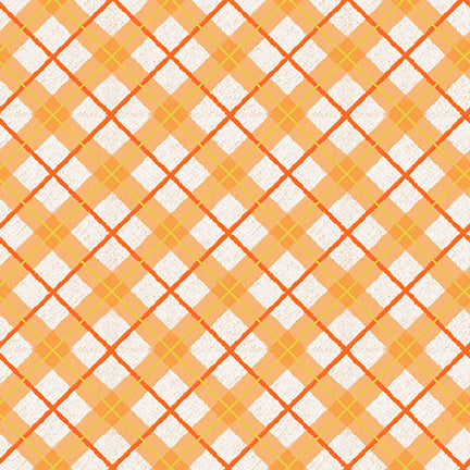 Pumpkin Kisses Diagonal Plaid Fabric - By the yard