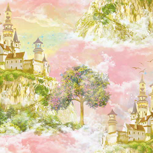 Princess Dreams Fabric - Castle in the Sky Pink - By the yard