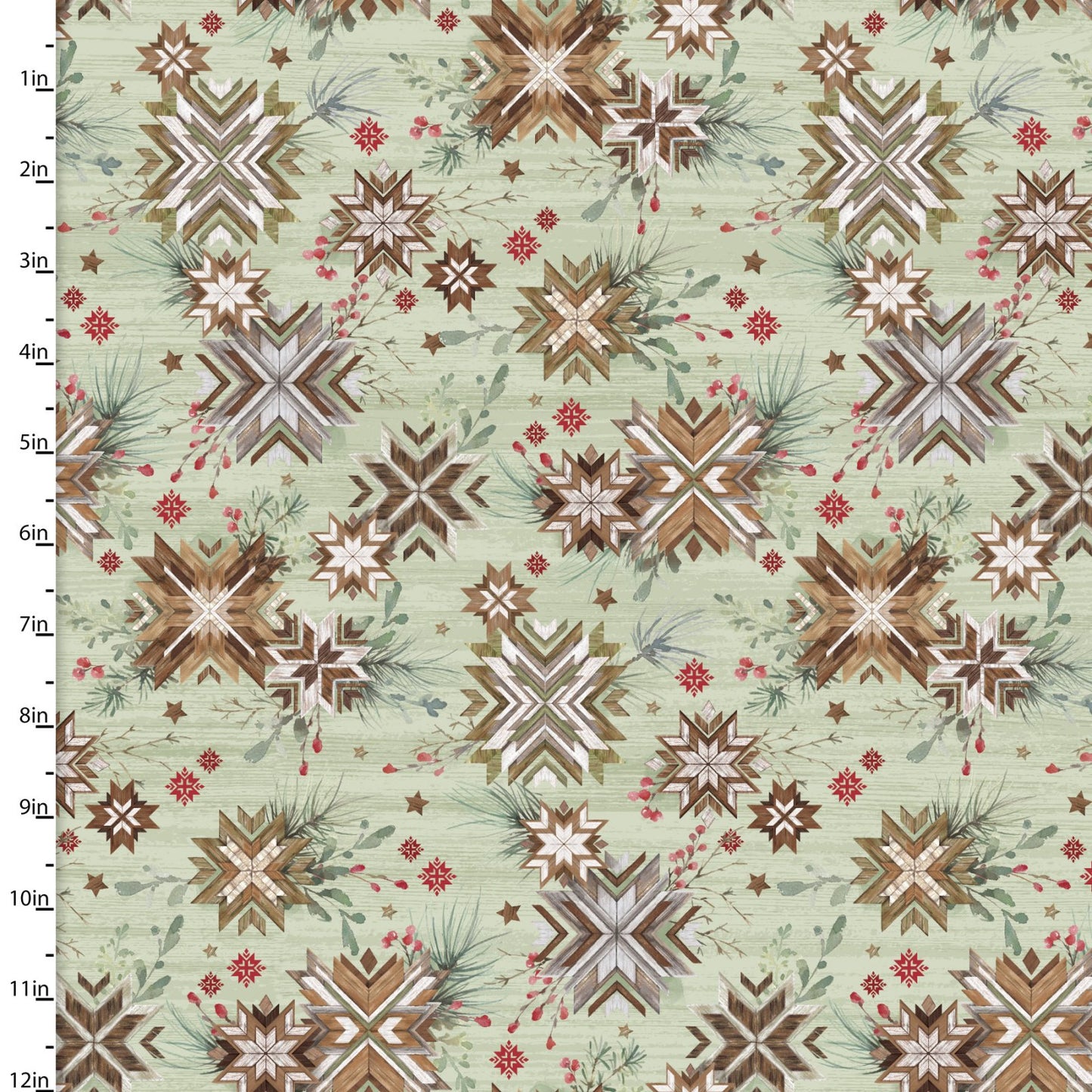 Snowflake Lodge Woodgrain Stars Fabric - By the yard