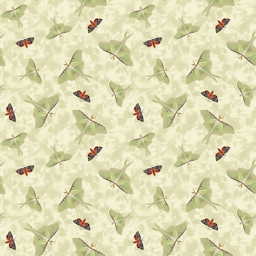 Midnight Rendezvous Moths Fabric - By the yard