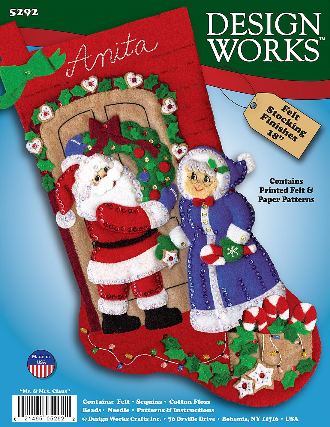 Mr. & Mrs. Claus 5292 Felt Applique Stocking Kit