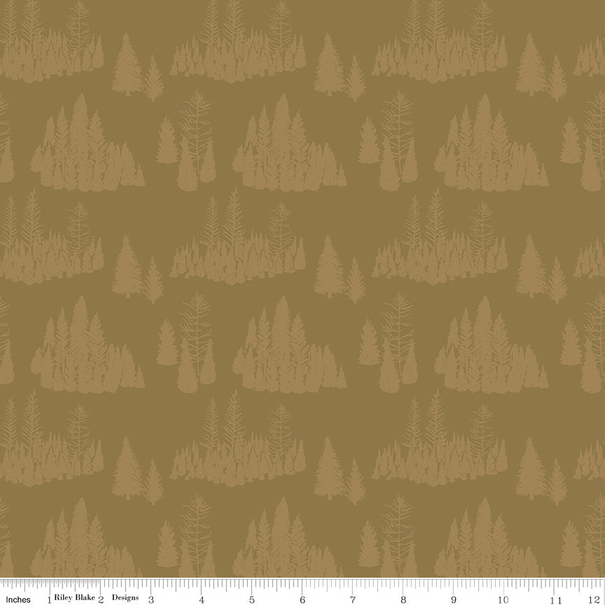 Big Game Trees Curry Fabric - By the yard