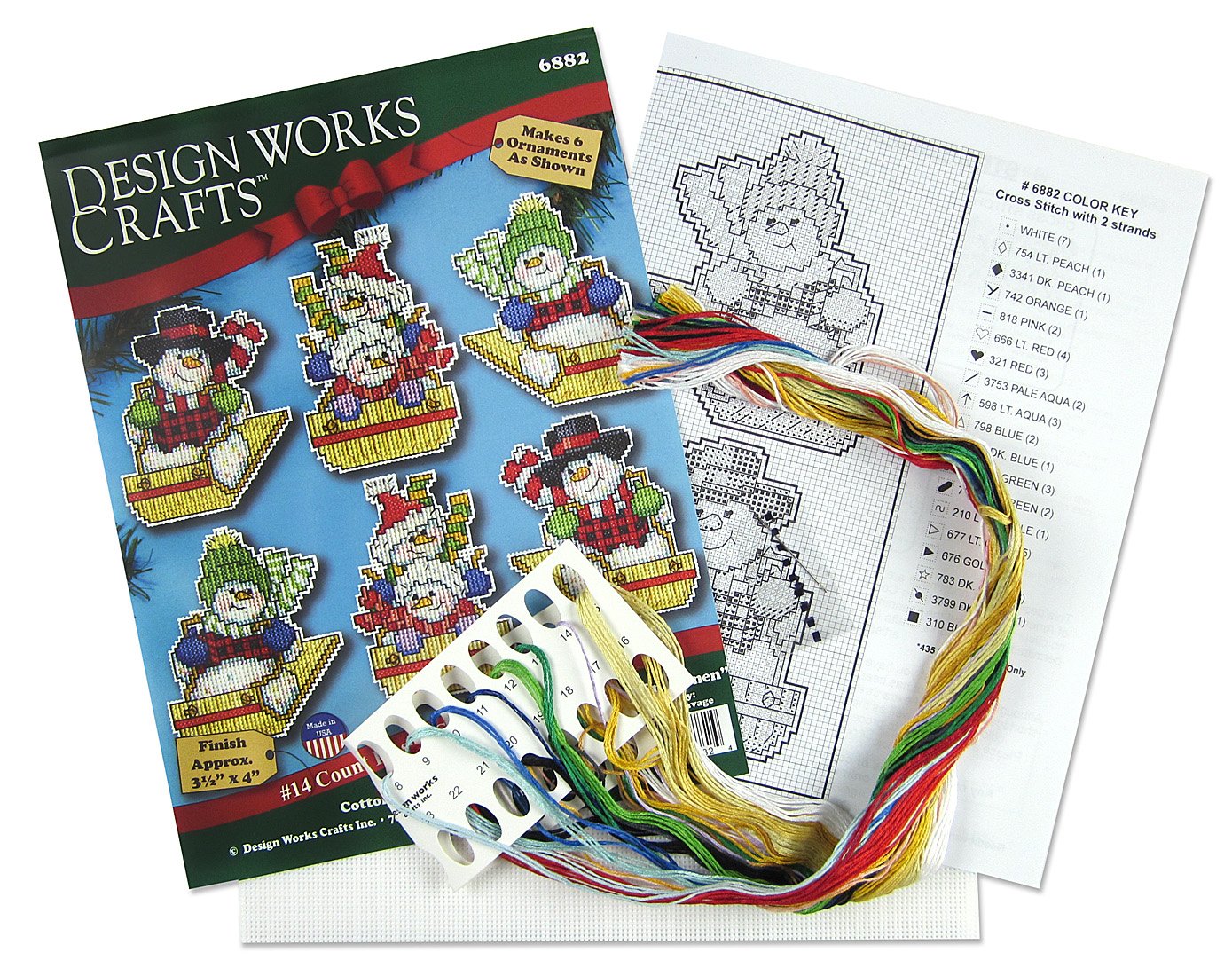 Sledding Snowmen 6882 Cross Stitch Kit