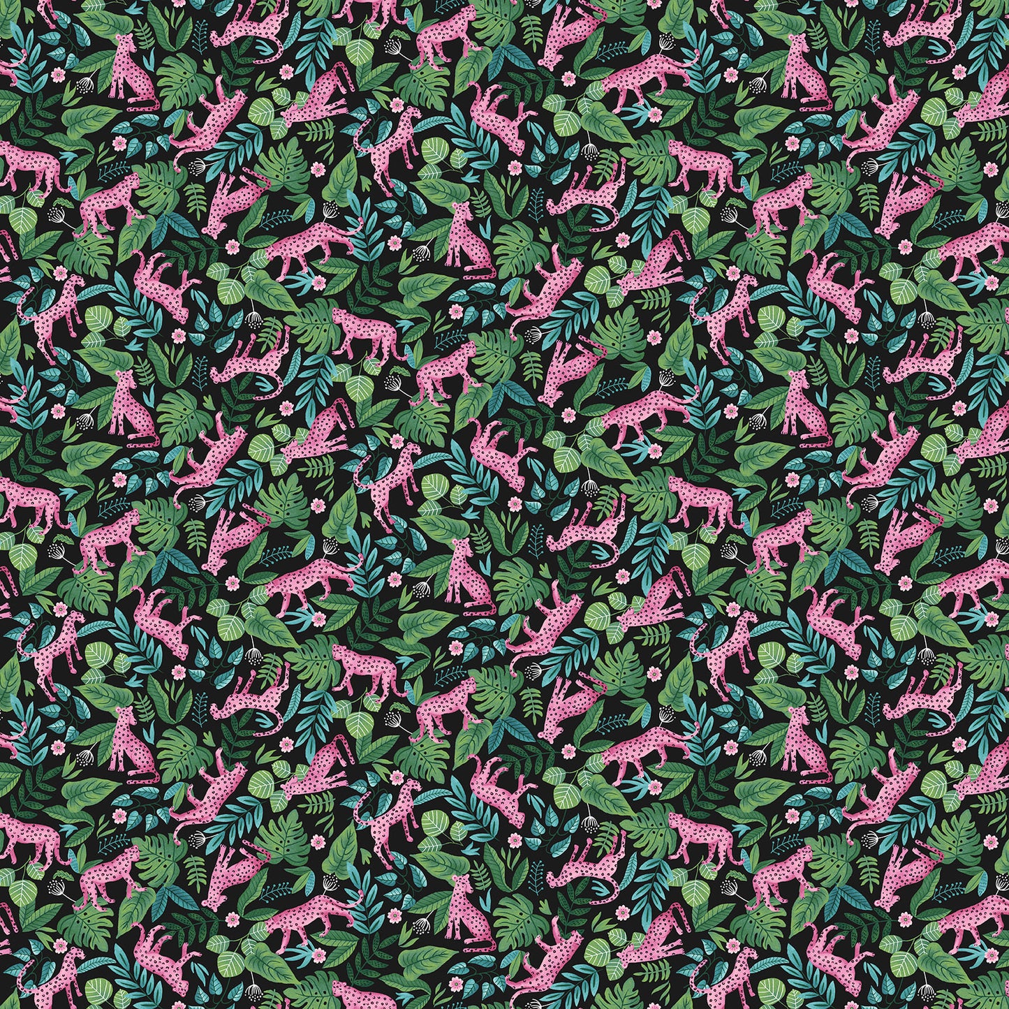 Tropical Menagerie Pink Leopards Fabric - By the yard