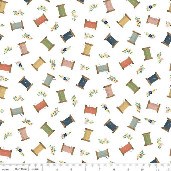 Sew Much Fun Scissors White Fabric - By the yard
