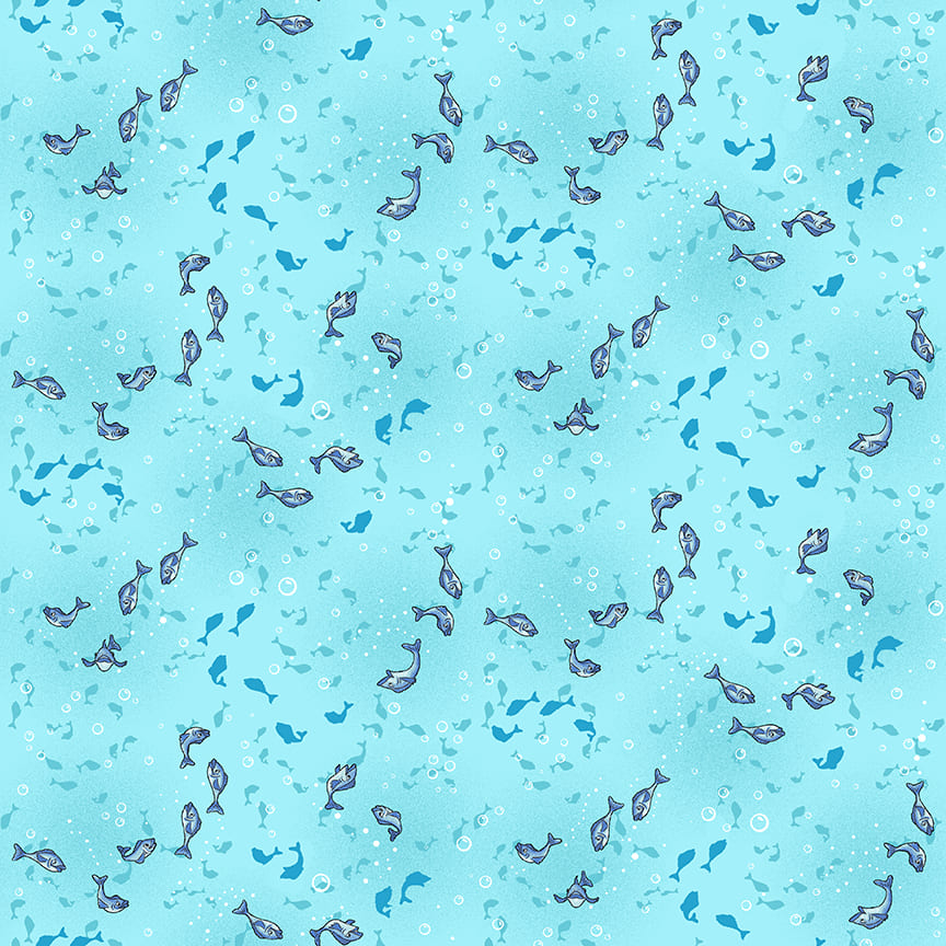 River Romp Swimming Fish Fabric - By the yard