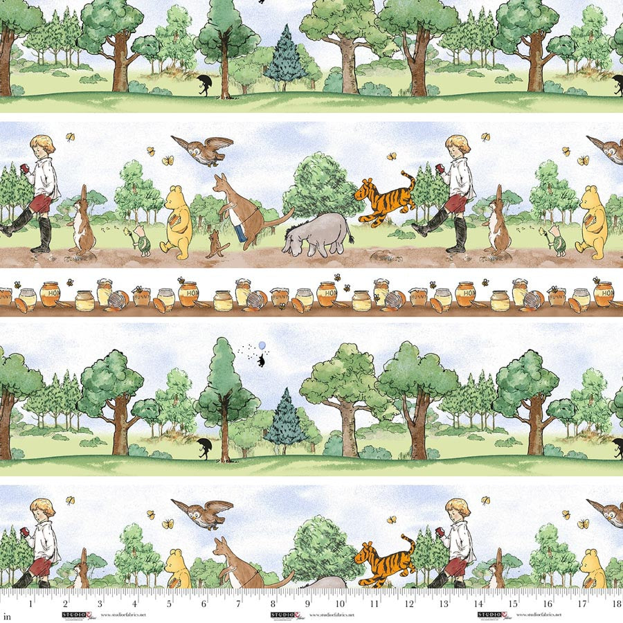 Classic Winnie the Pooh Stripe Fabric - By the yard