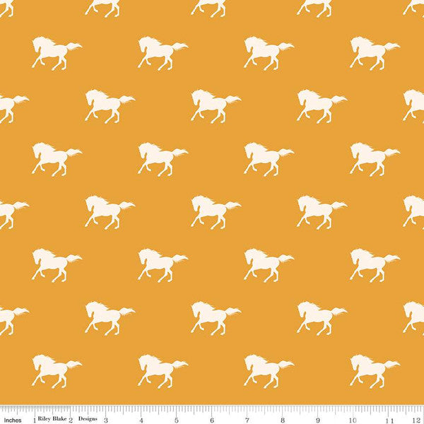 Santa Fe Mustangs Mustard Fabric - By the yard