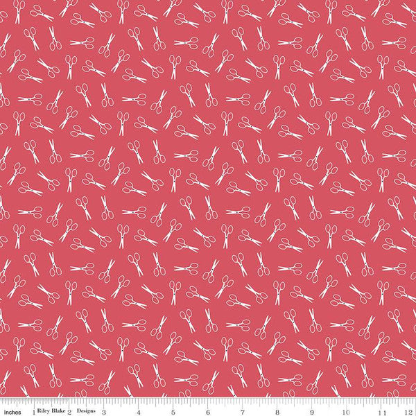 Sew Much Fun Scissors Tea Rose Fabric - By the yard