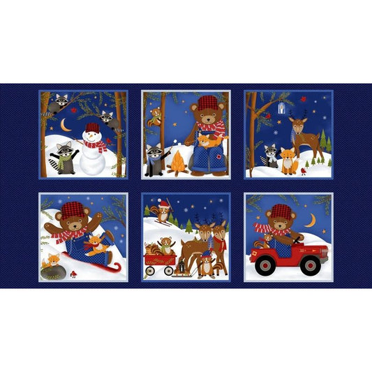 A Day in the Woods Block Fabric Panel