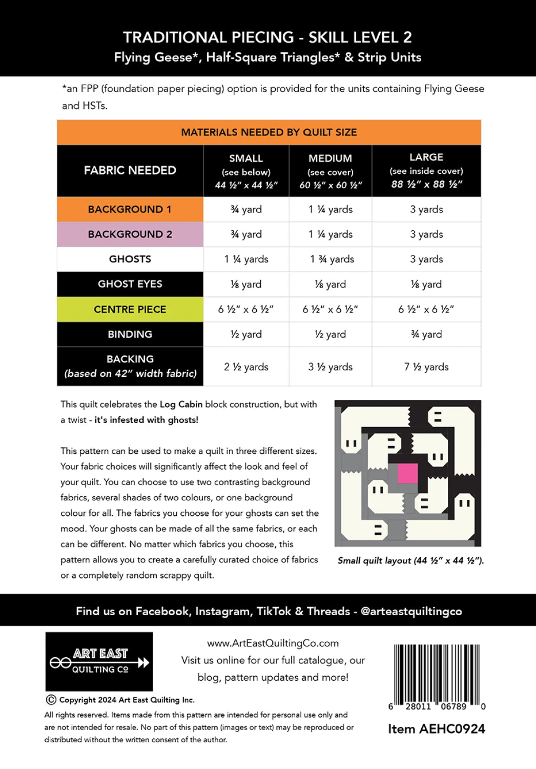 Art East The Haunted Cabin Quilt Pattern
