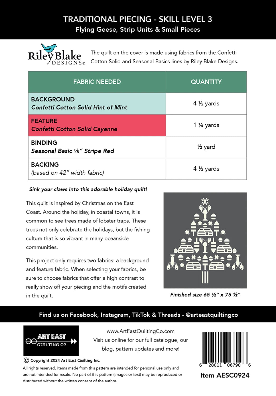 Art East Sandy Claws Quilt Pattern