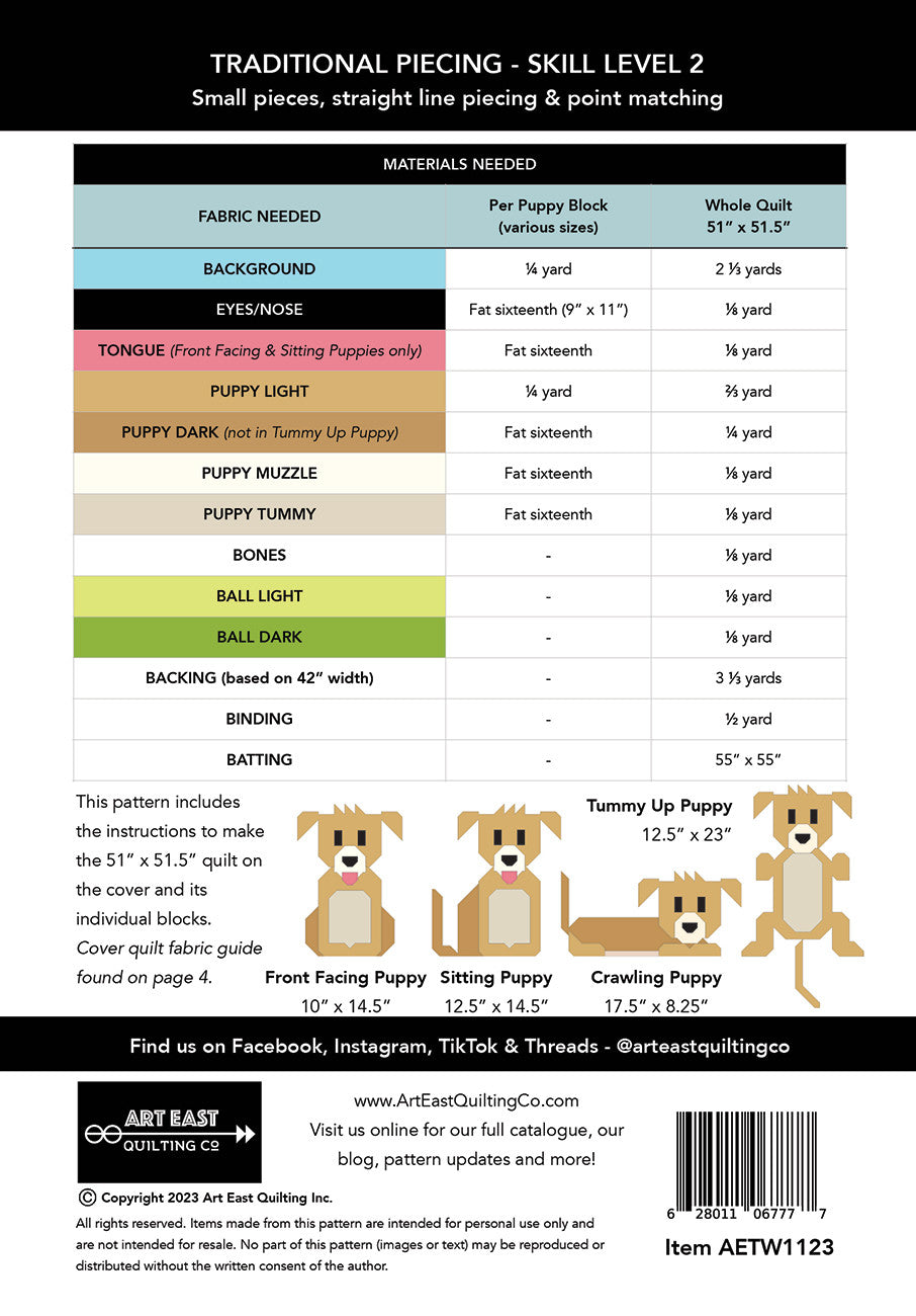 Art East Tail Wags A Puppy Quilt Pattern