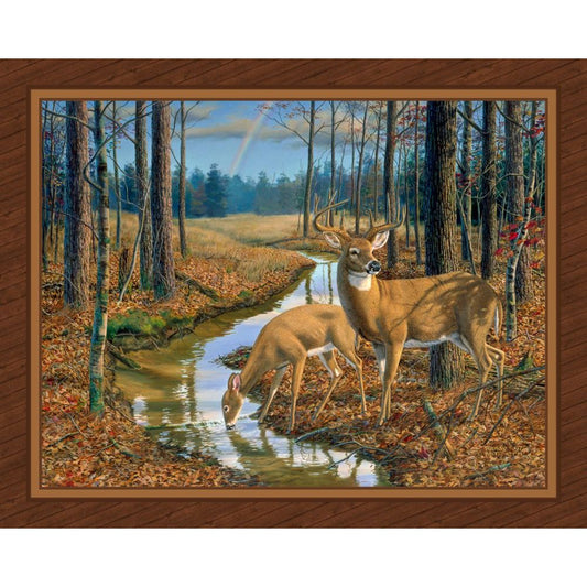 After The Rain Deer Fabric Panel