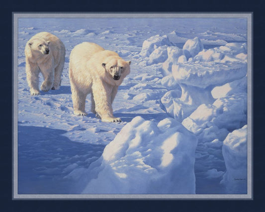 Along the Ice Polar Bear Fabric Panel