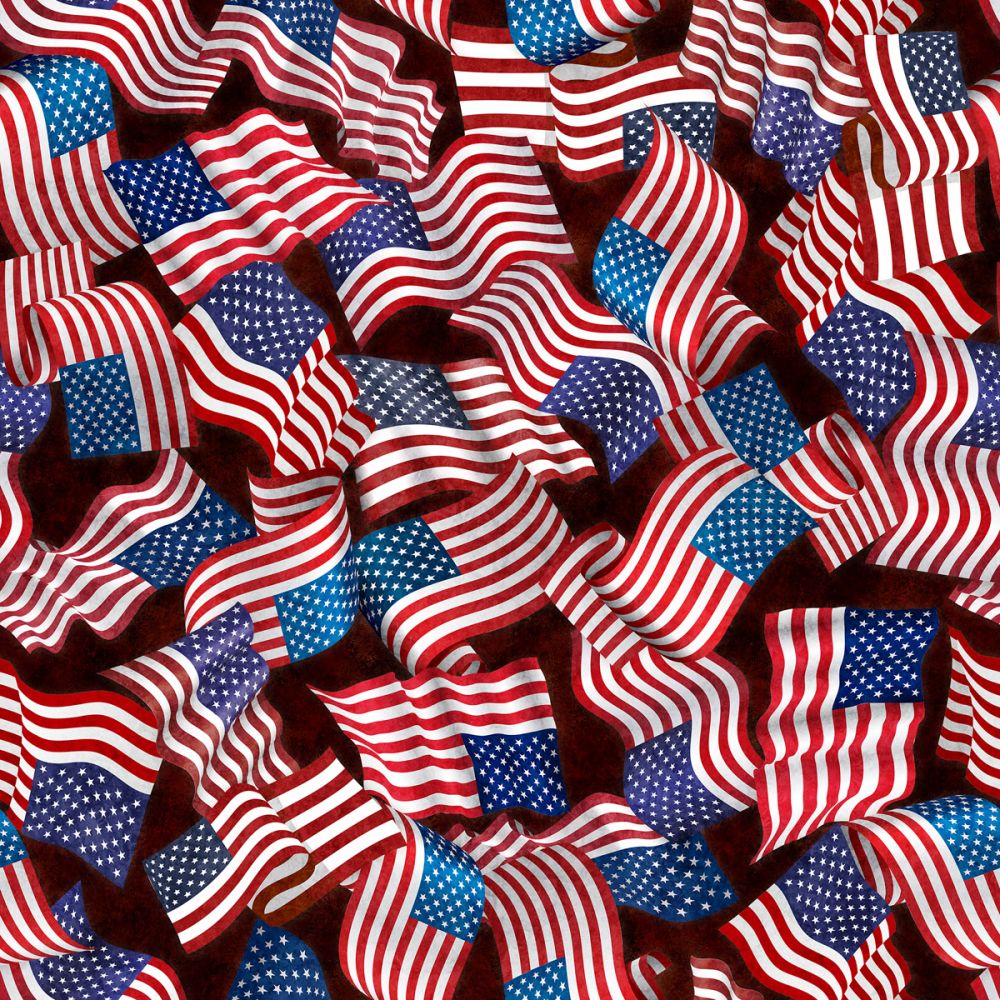 American Freedom Wavy Flag Red Fabric - By the yard