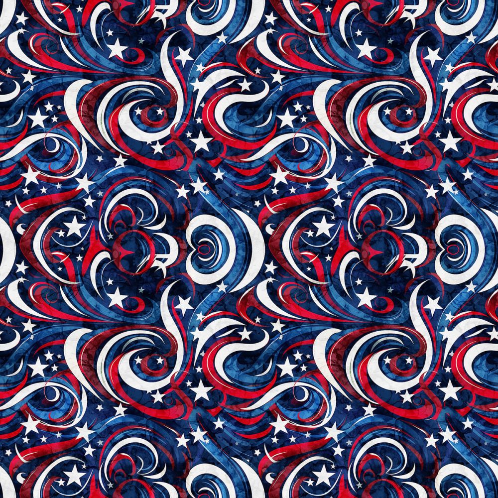 American Freedom Swirls Multi Fabric - By the yard
