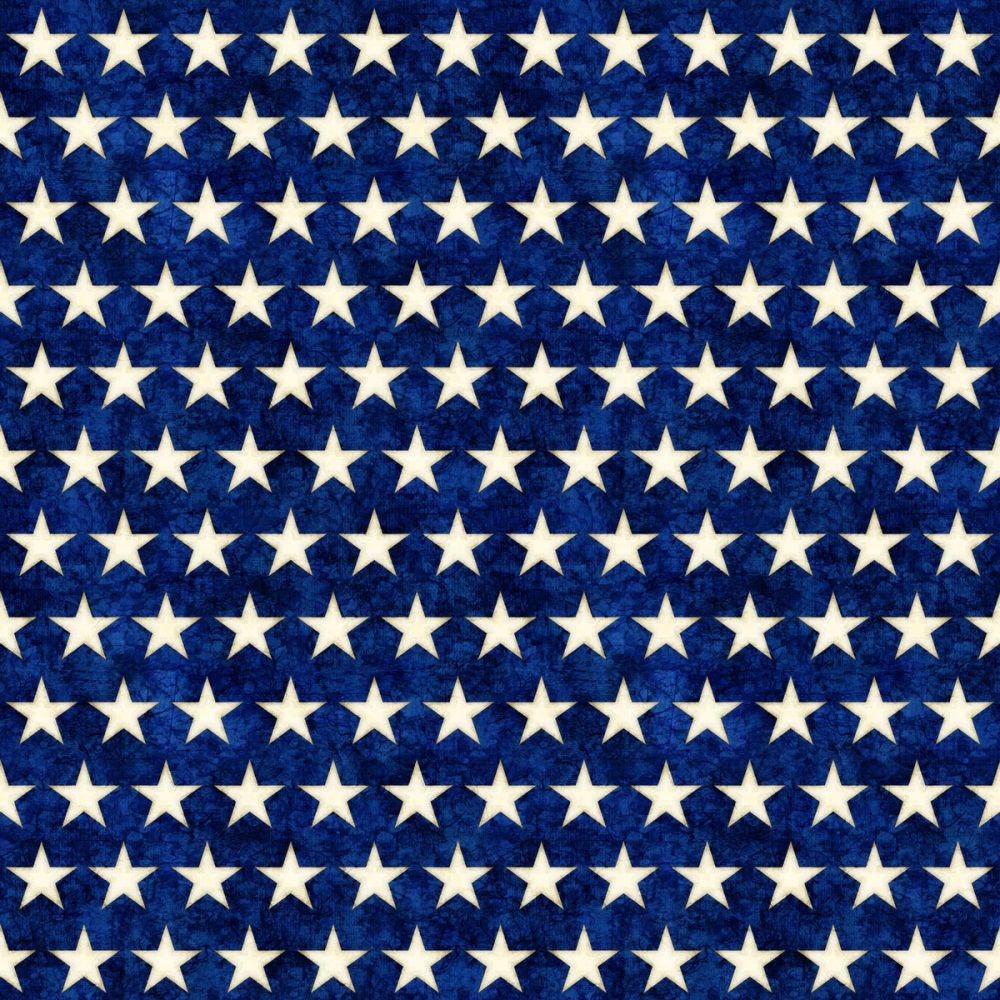 American Freedom Star Row Blue Fabric - By the yard
