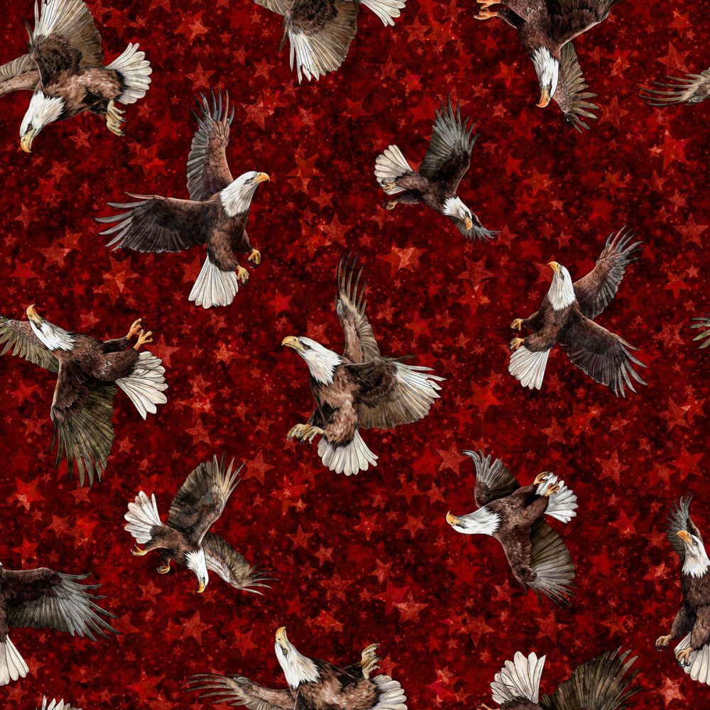 American Freedom Eagle Flight Red Fabric - By the yard