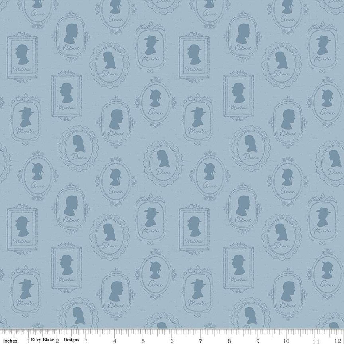 Anne of Green Gables Silhouettes Blue Fabric - By the yard