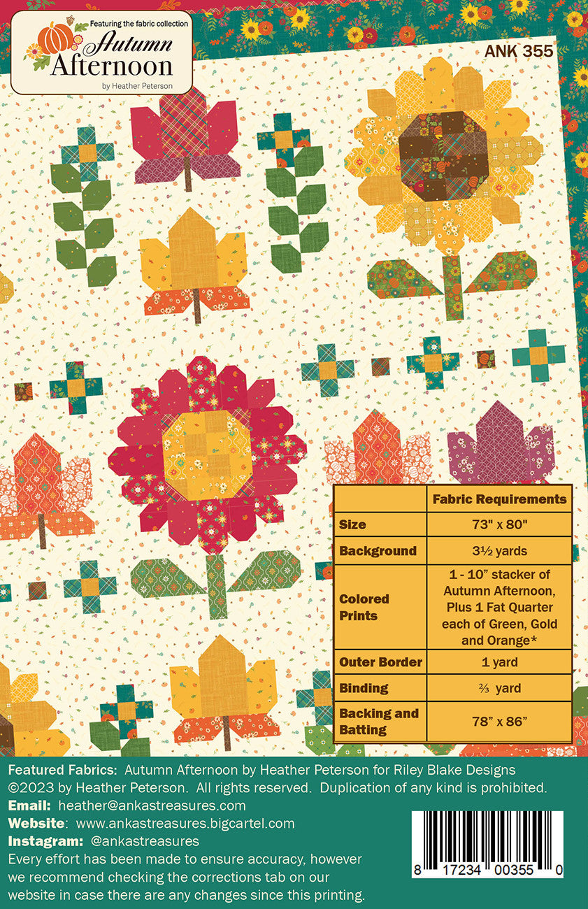 Anka's Treasures Autumn Afternoon Sampler Quilt Pattern