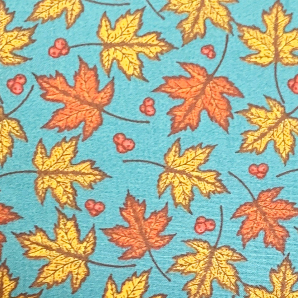 Fat Quarter Autumn Leaves Teal