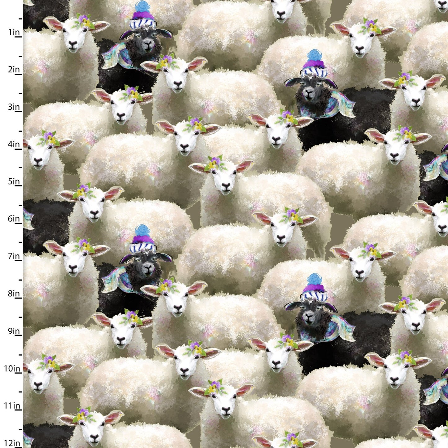 Back to the Farm Black Sheep Fabric - By the yard