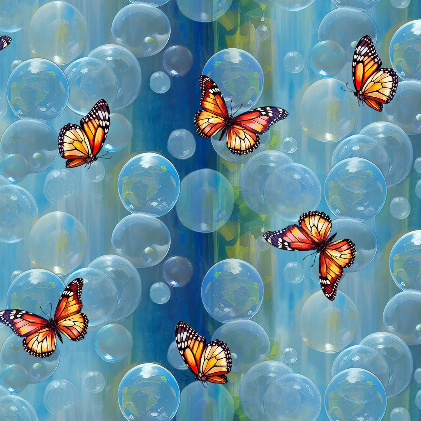 Fur-Ever Friends Butterflies and Bubbles Fabric - By the yard