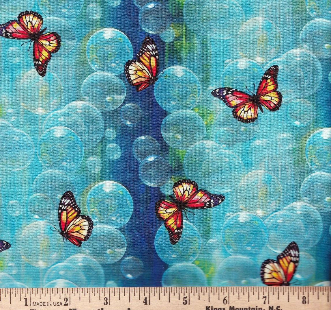 Fur-Ever Friends Butterflies and Bubbles Fabric - By the yard