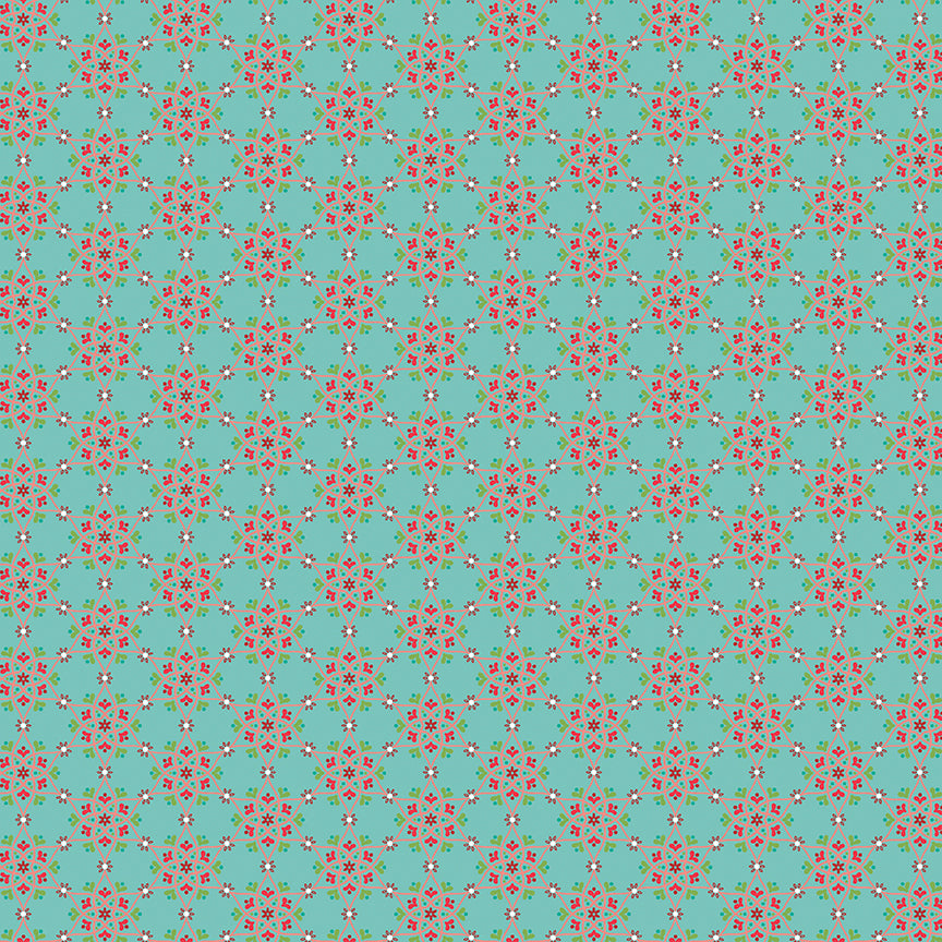 Winter Wonder Medallion Aqua Fabric - By the yard