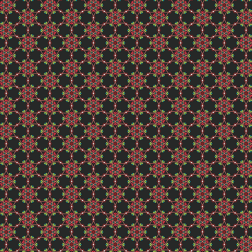 Winter Wonder Medallion Black Fabric - By the yard