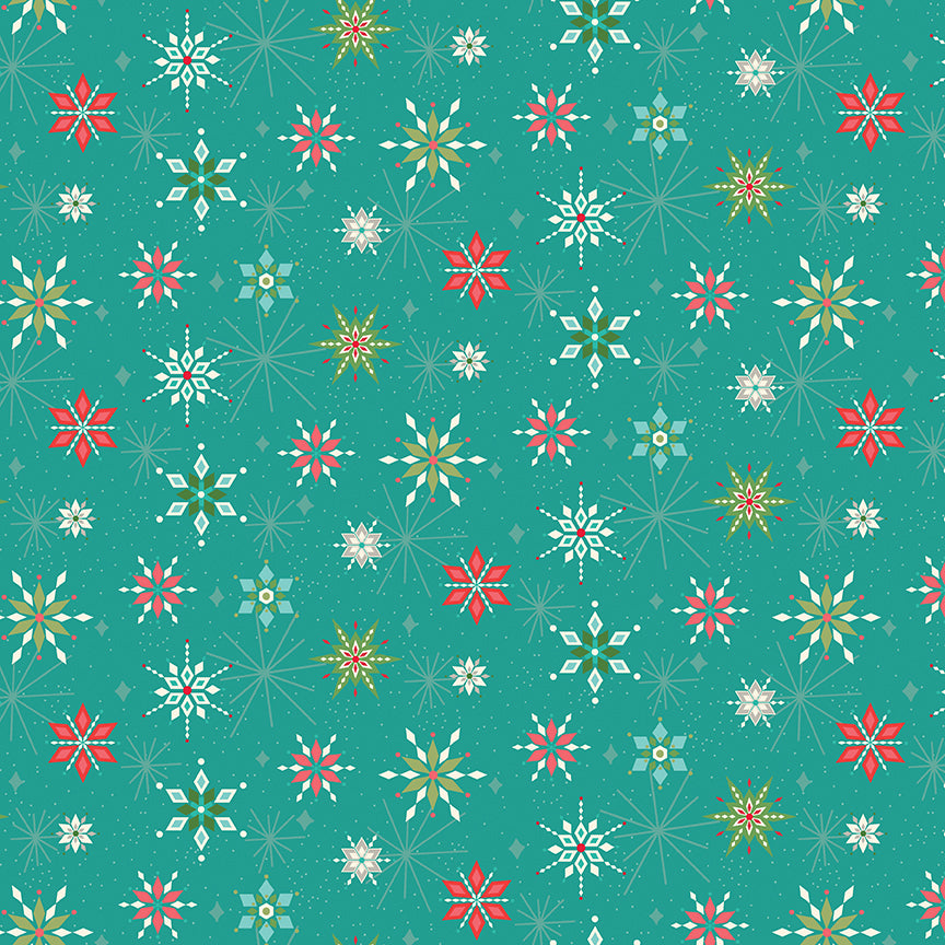 Winter Wonder Snowflakes Teal Fabric - By the yard