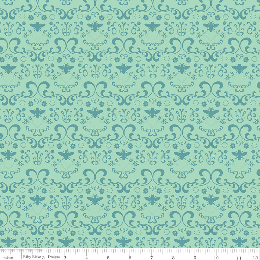 Daisy Fields Damask Caribbean Fabric - By the yard