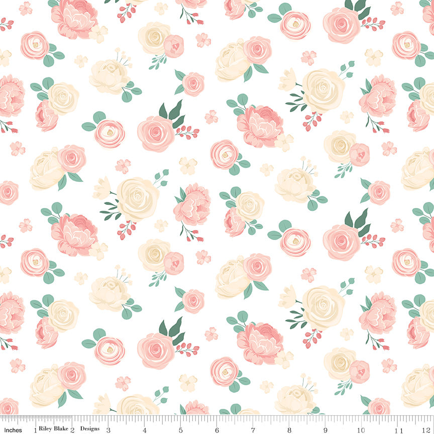 At First Sight Floral Cream Fabric - By the yard