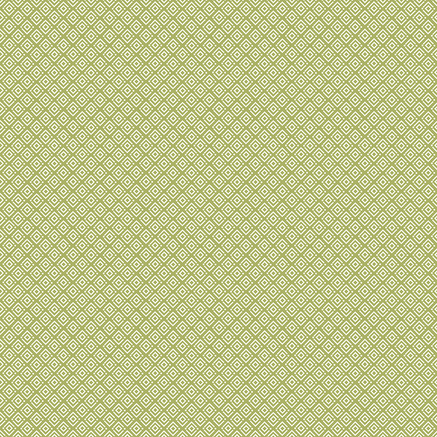 Hello Spring Geometric Green Fabric - By the yard