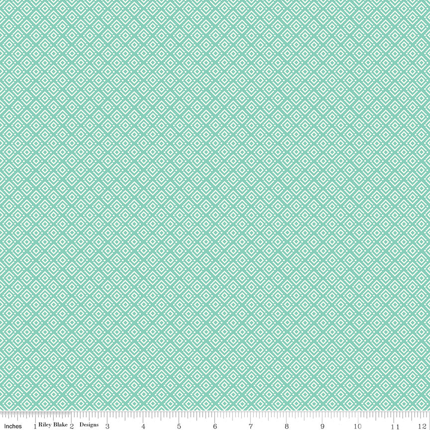 Hello Spring Geometric Seafoam Fabric - By the yard