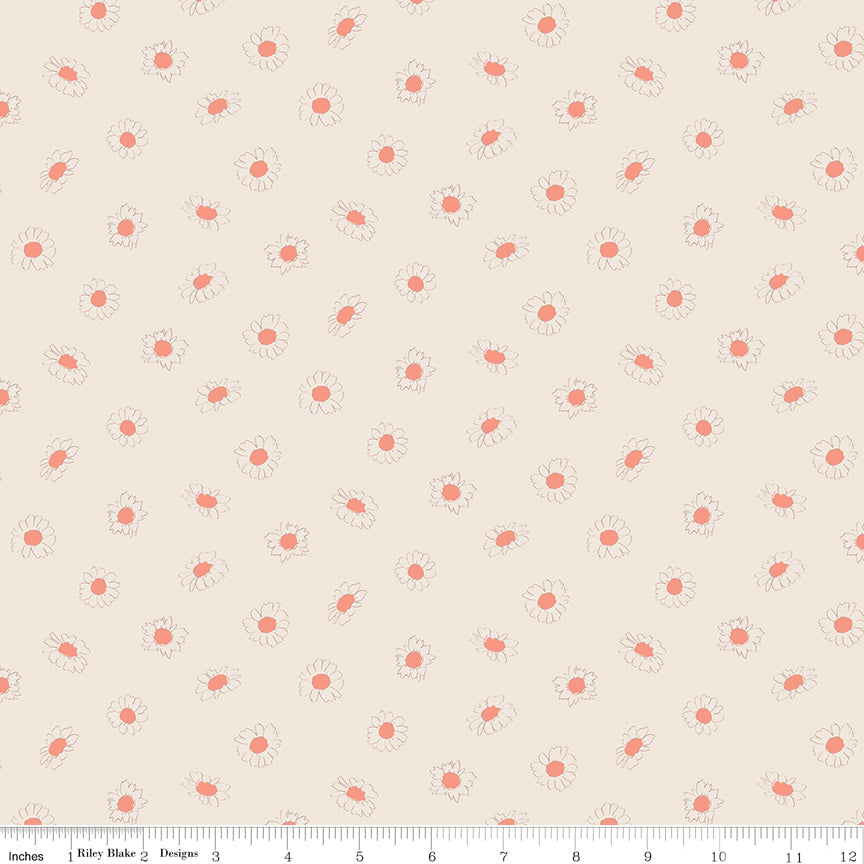 In the Afterglow Daisies Cream Fabric - By the yard