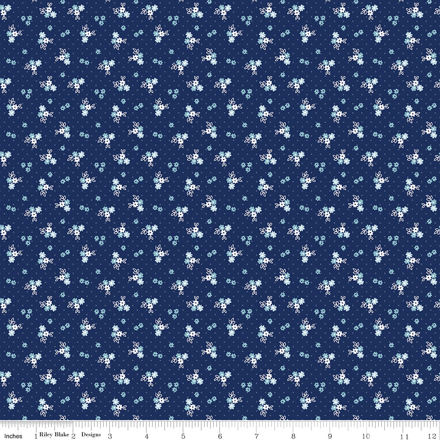 Simply Country Floral Navy Fabric - By the yard