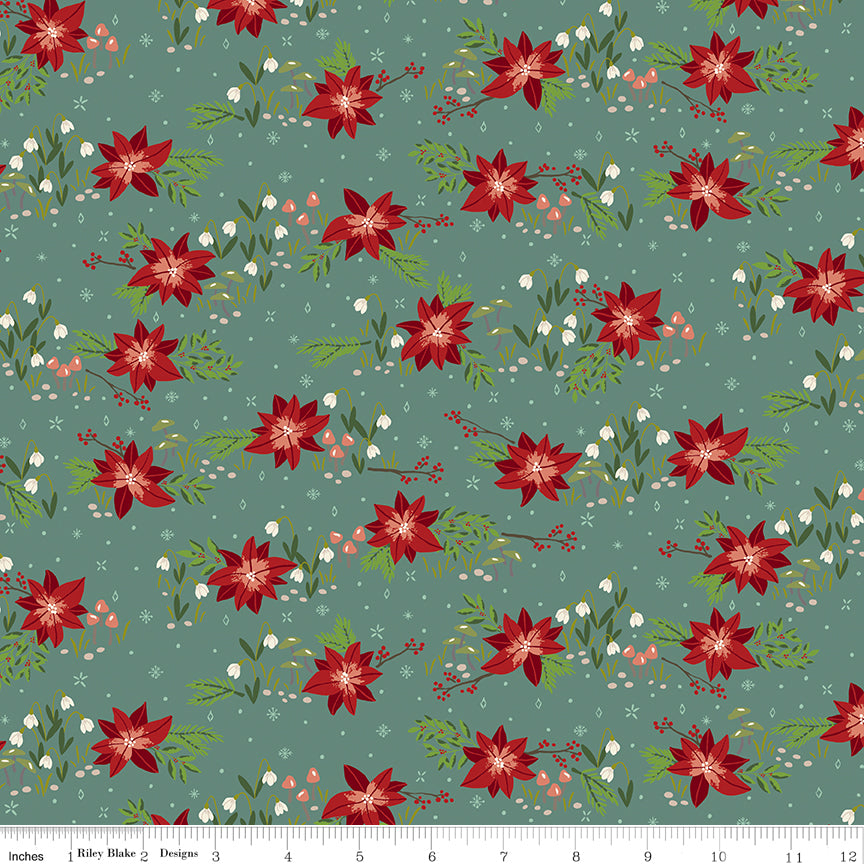 Yuletide Forest Floral Sage Fabric - By the yard