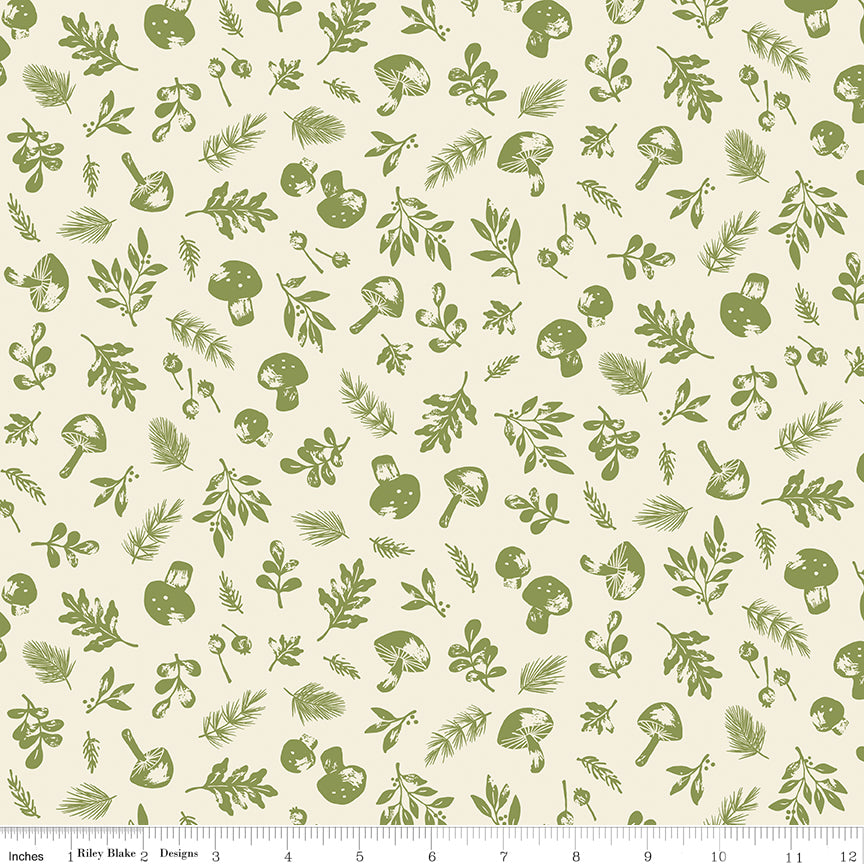 Yuletide Forest Woodland Cream Fabric - By the yard