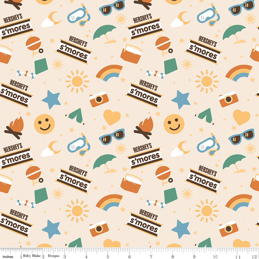 Camp S'mores Main Marshmallow Fabric - By the yard