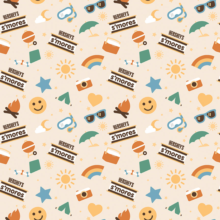 Camp S'mores Main Marshmallow Fabric - By the yard