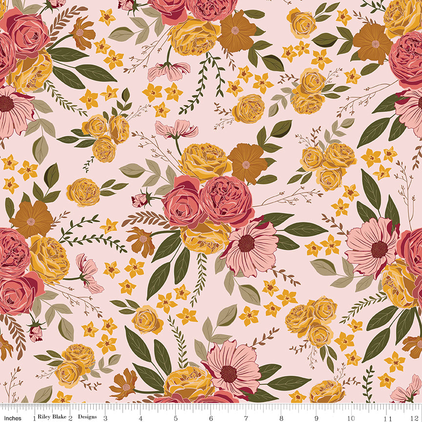 Petal Song Main Blush Fabric - By the yard