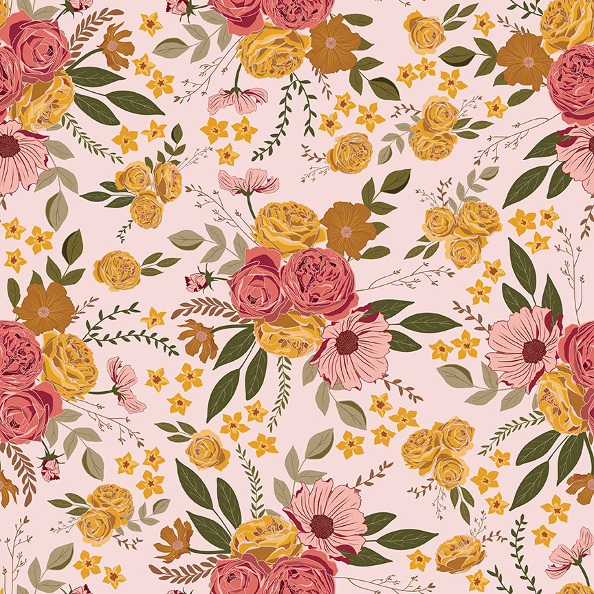 Petal Song Main Blush Fabric - By the yard