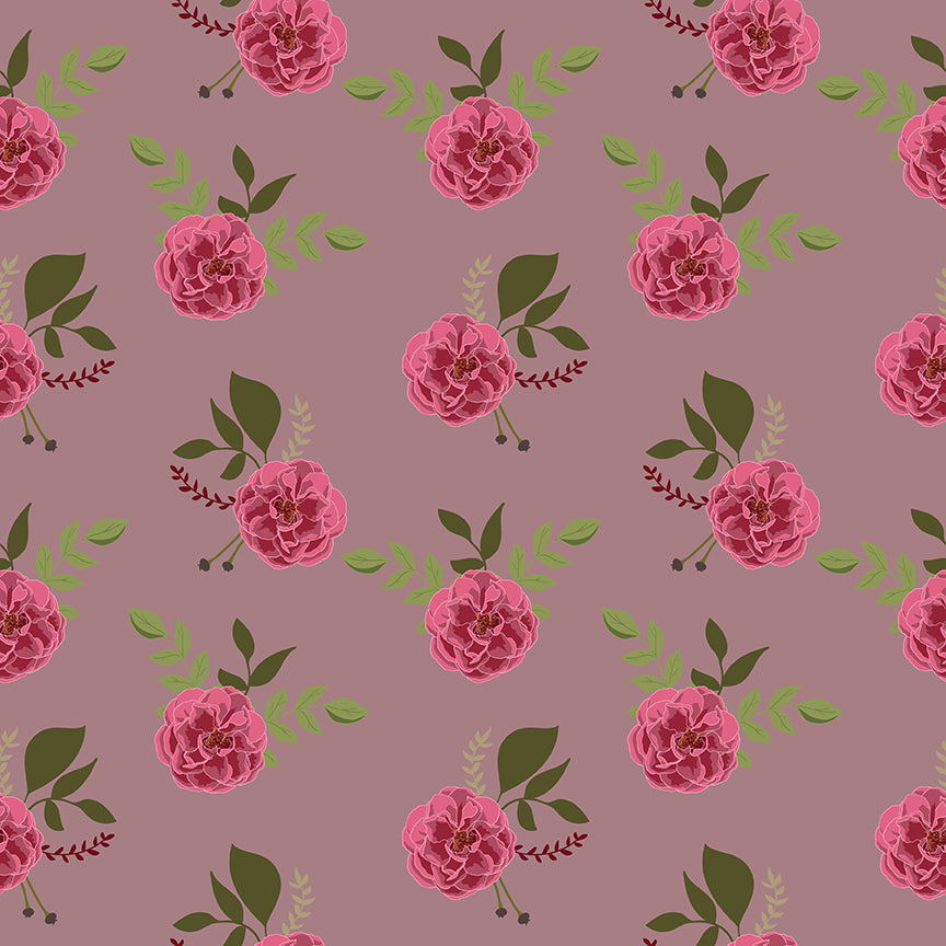 Petal Song Roses Amethyst Fabric - By the yard