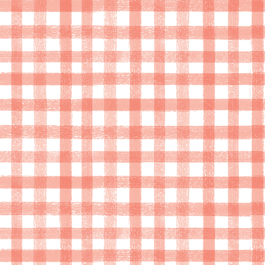 Homemade Gingham Coral Fabric - By the yard