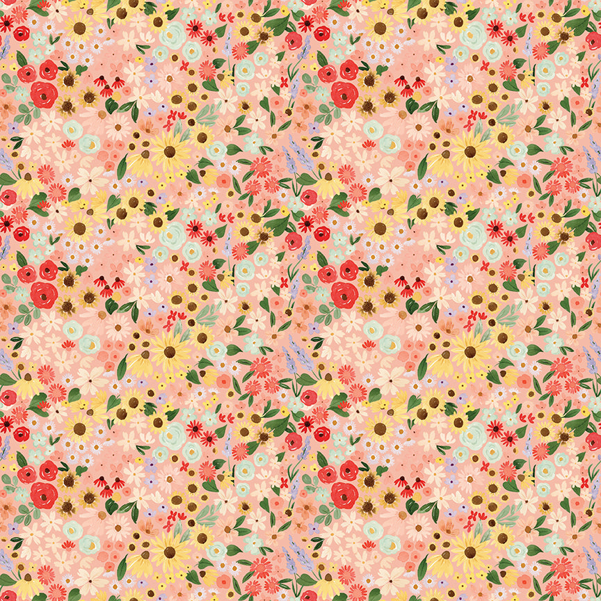 Homemade Floral Coral Fabric - By the yard