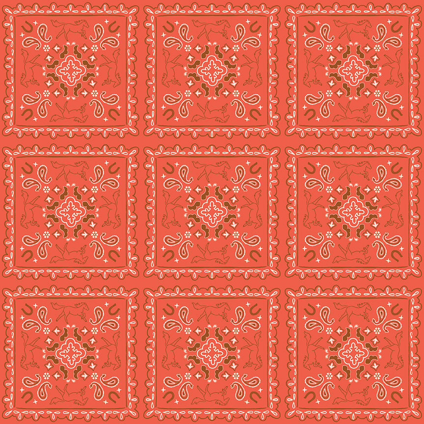 Wild Rose Bandanas Cayenne Fabric - By the yard