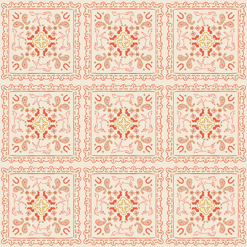 Wild Rose Bandanas Cream Fabric - By the yard